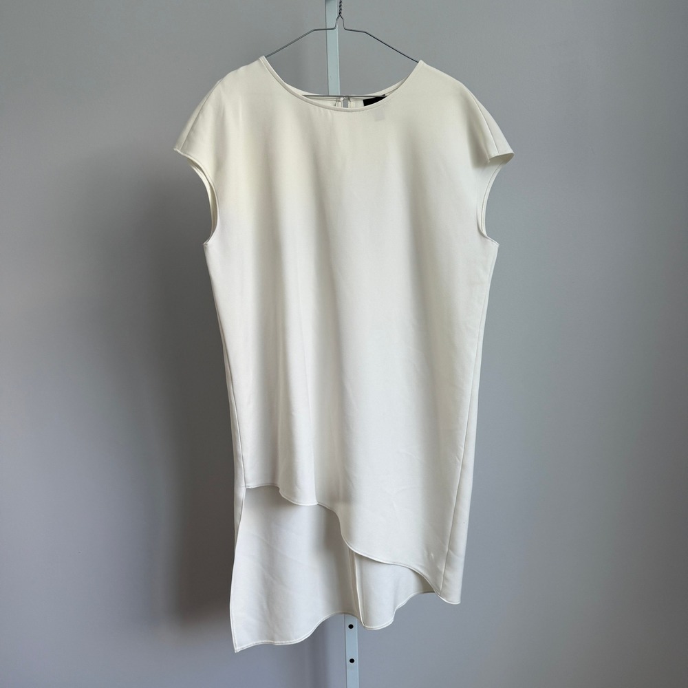 Worthington Women's Dress Size L White  Lagenlook Asymmetrical Swing Tunic‎